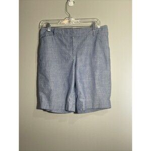 Talbots Womens Perfect Shorts Neutral Cotton Bermuda Light Blue Classic Sz 8p